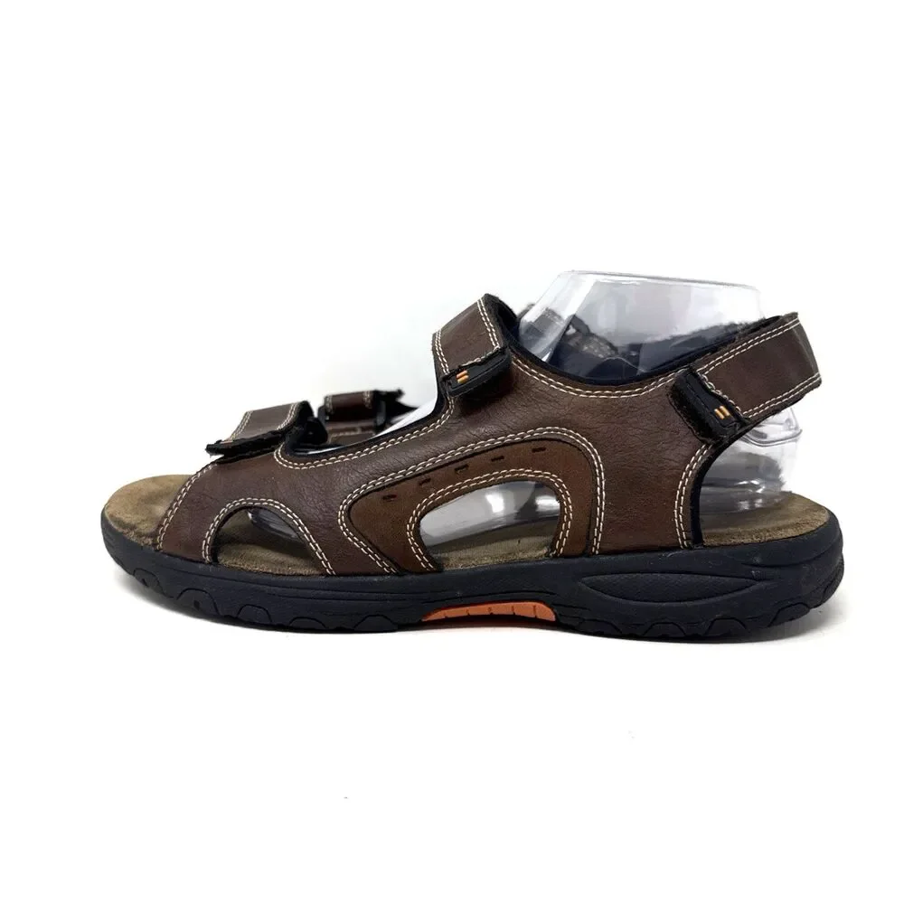 Khombu Noah Sport Sandals Mens Size 10 Brown Comfort Hook & Loop Outdoors Hiking